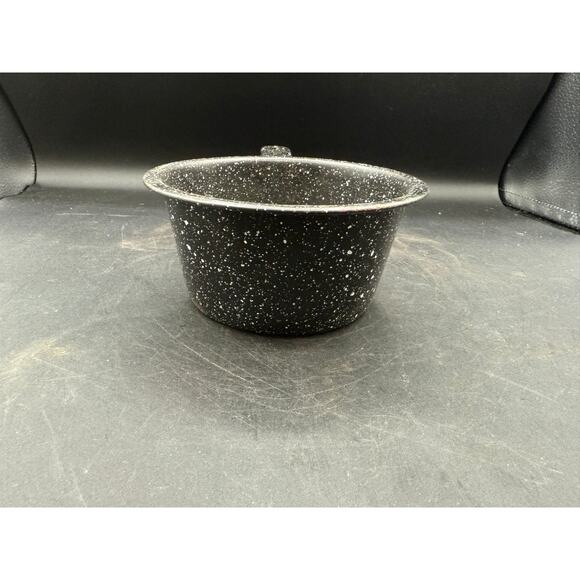 Vintage Black Speckled Enamelware Pot – 6.5” Retro Pan & Kettle-Rustic - Picture 6 of 9